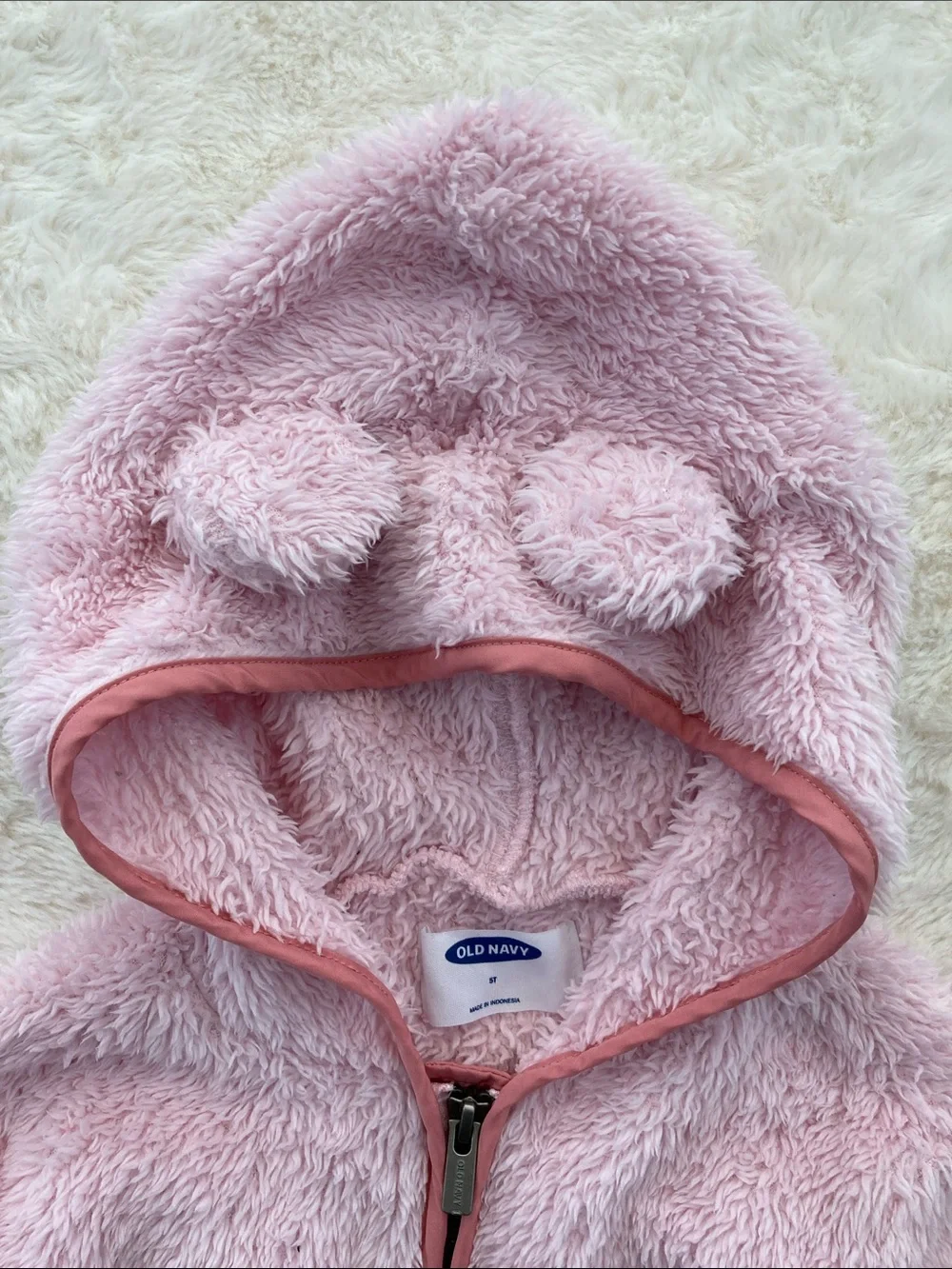 SALE! 50% Off Kids Old Navy Pink Teddy Jacket with Dark Pink Trim Size 5T